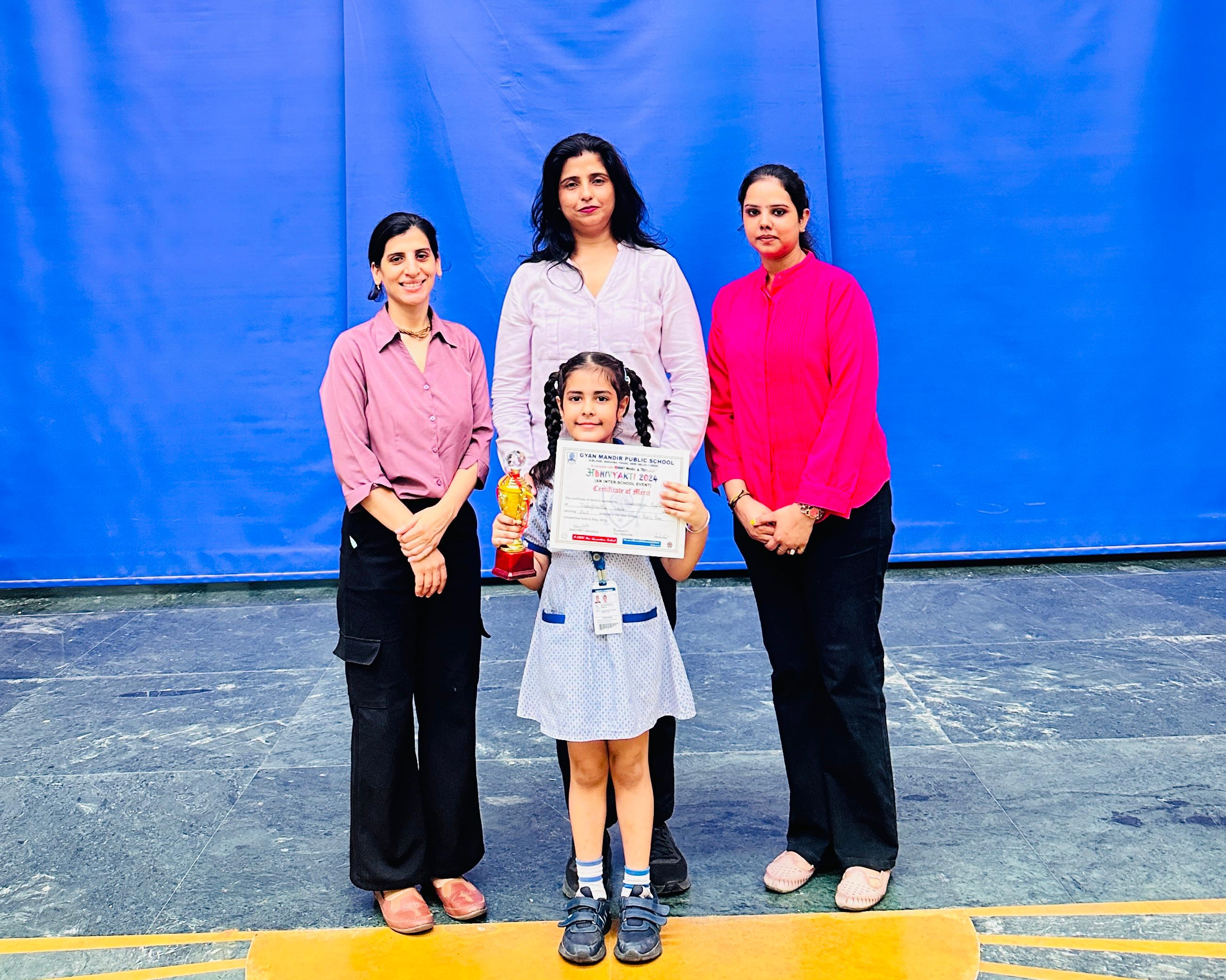 Toddler beaming with pride.